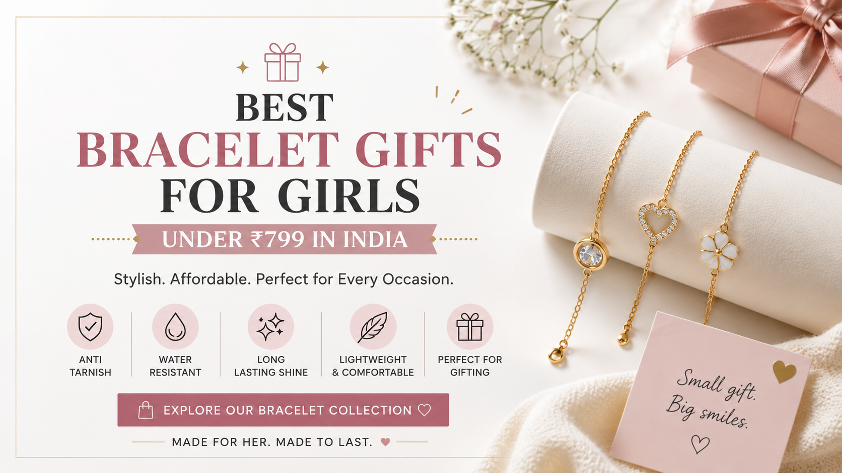 Best anti tarnish bracelet gifts for girls under ₹799 in India