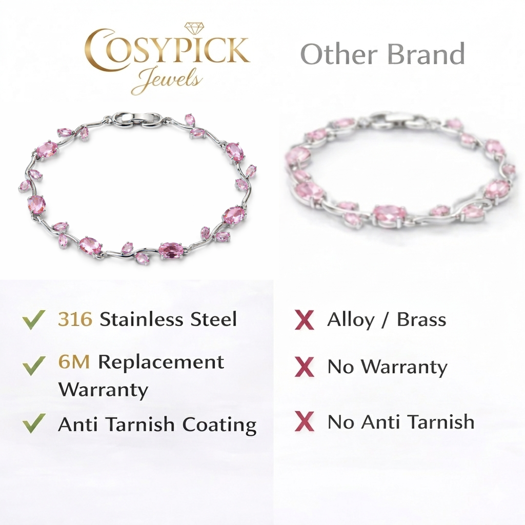 Tulip Bracelet For Girls | Anti Tarnish Stainless Steel Crystal Bracelet