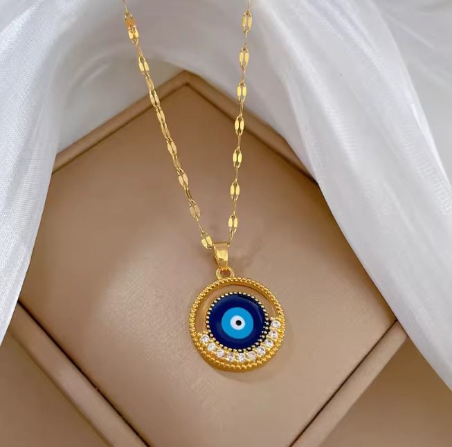 Evil Eye Anti-Tarnish Gold Plated Pendant Necklace for Women