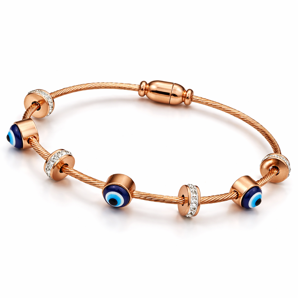 Evil Eye Charm Gold Plated Anti-Tarnish Bracelet for Women