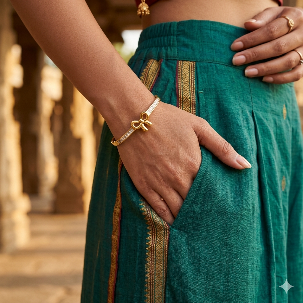 bow bracelet on hand