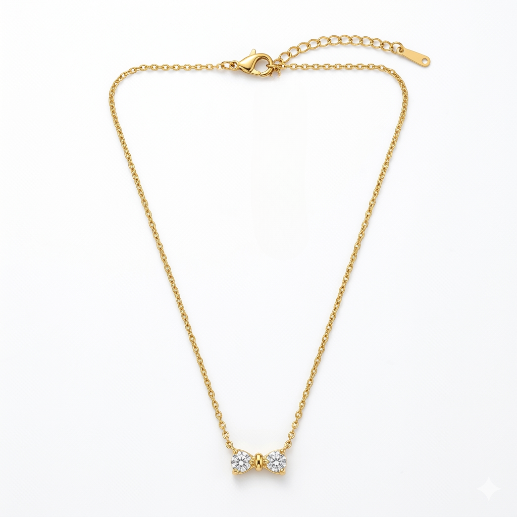 lobster lock type of bow pendant necklace for women