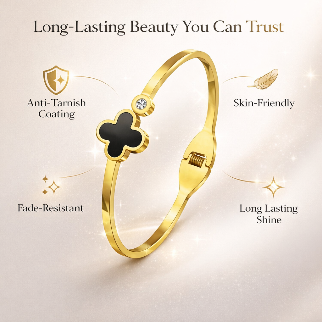 Waterproof anti-tarnish clover bracelet for daily wear