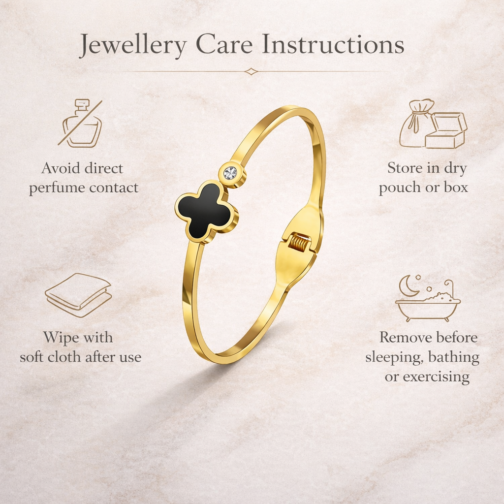 Jewellery care instructions for anti-tarnish bracelet
