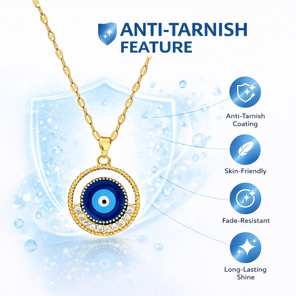 Waterproof anti-tarnish evil eye necklace for daily wear