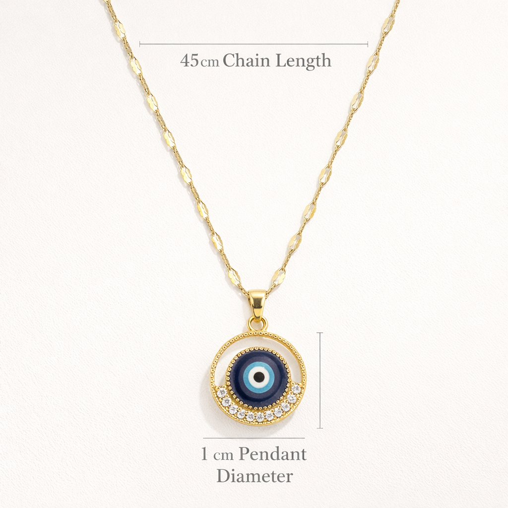 Size guide for evil eye necklace to help choose the right fit
