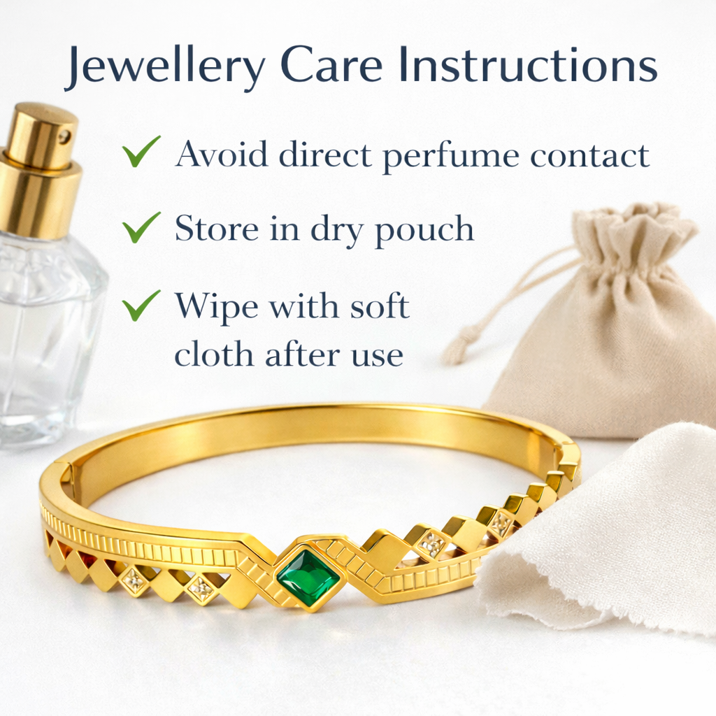 Jewellery care instructions for anti-tarnish bracelet