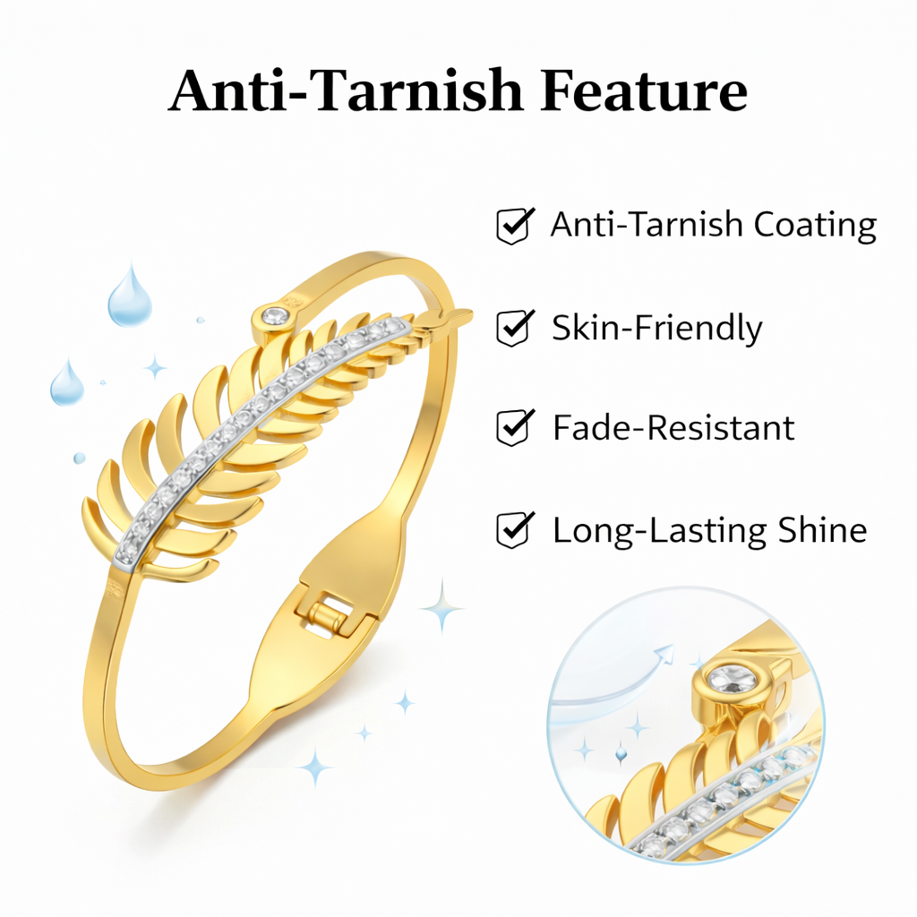 Waterproof anti-tarnish leaf-design bracelet for daily wear