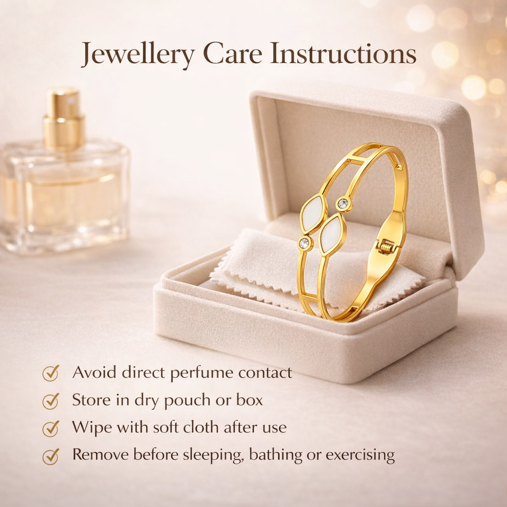 Jewellery care instructions for anti-tarnish bracelet