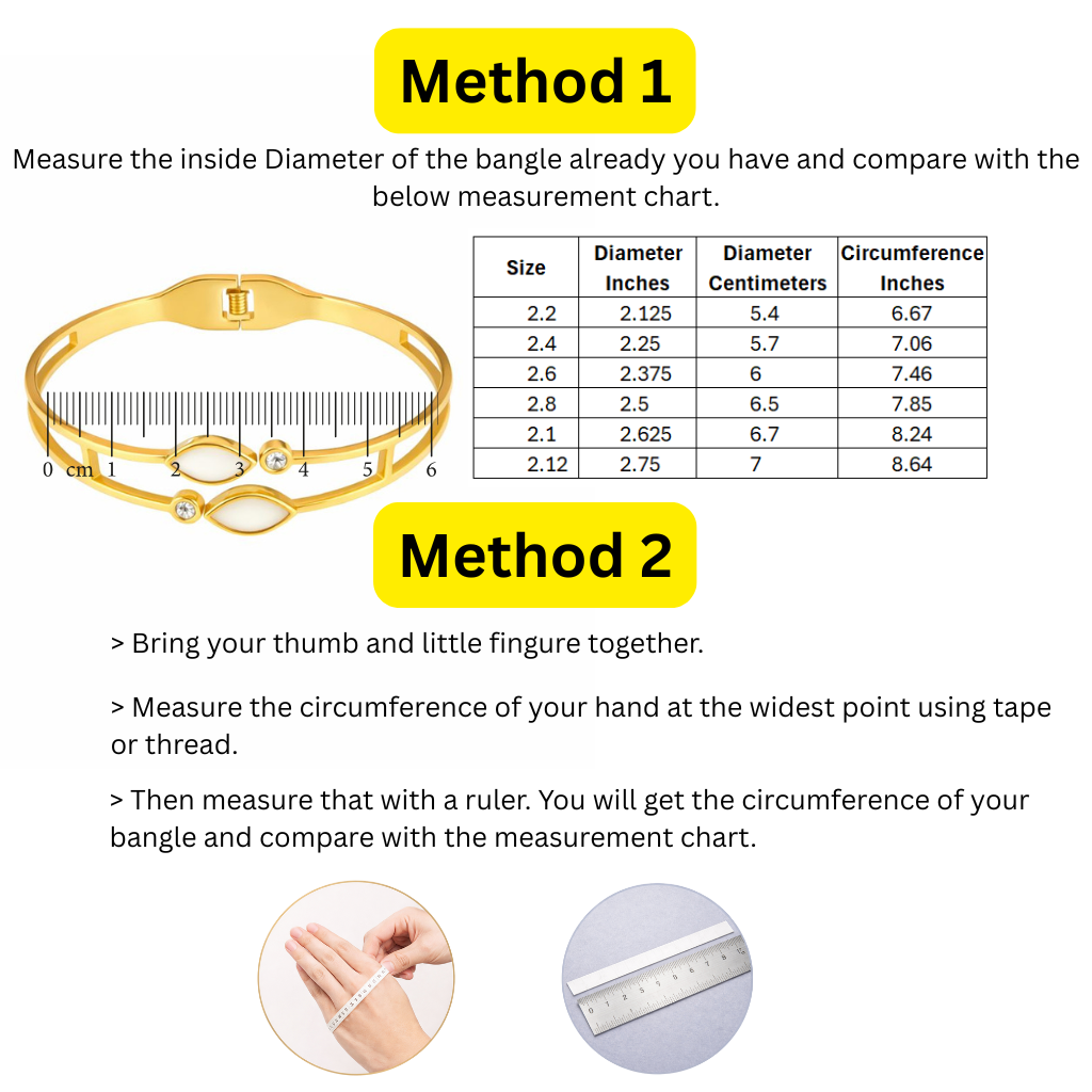 Size guide for marquise-stone bracelet to help choose the right fit