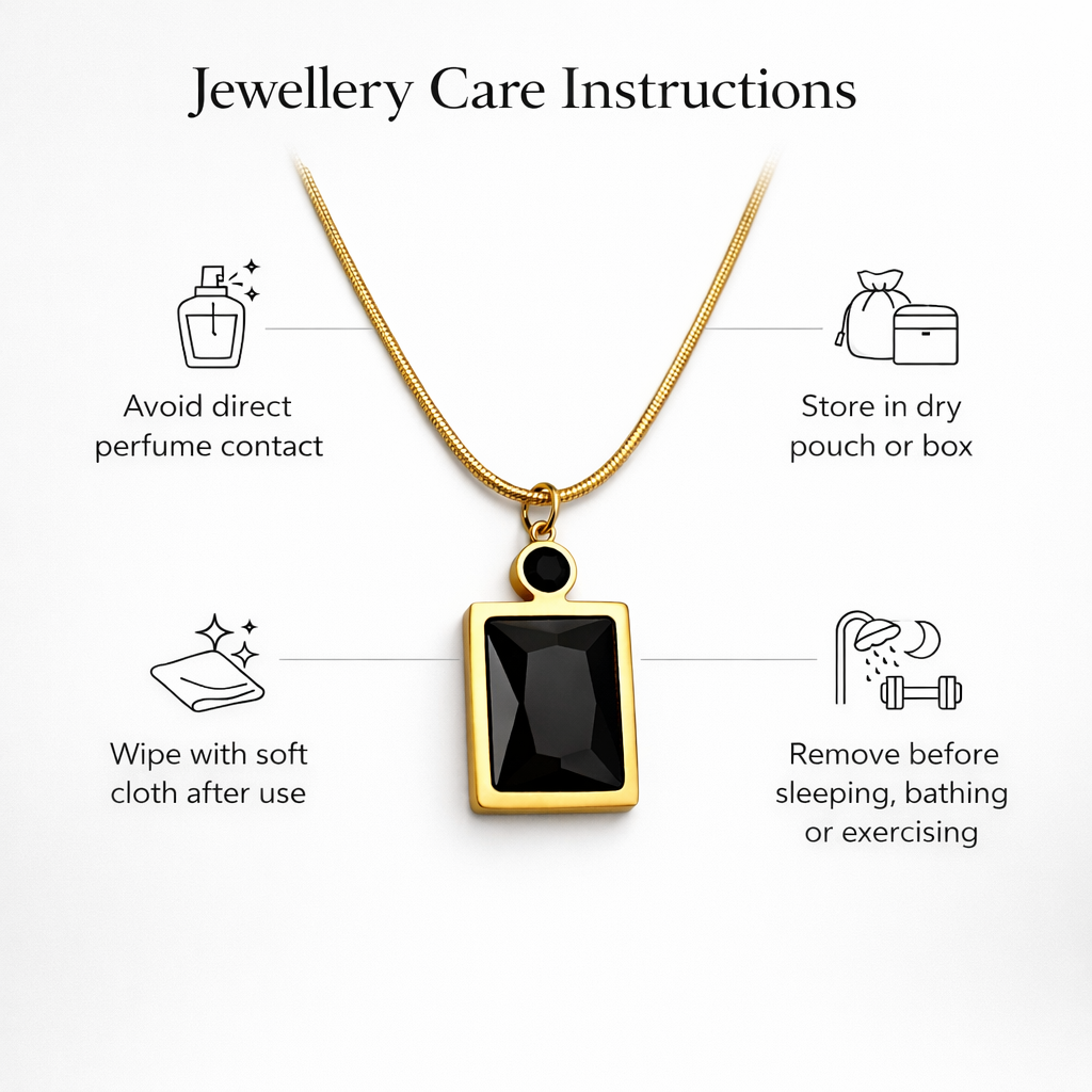 Jewellery care instructions for anti-tarnish necklace
