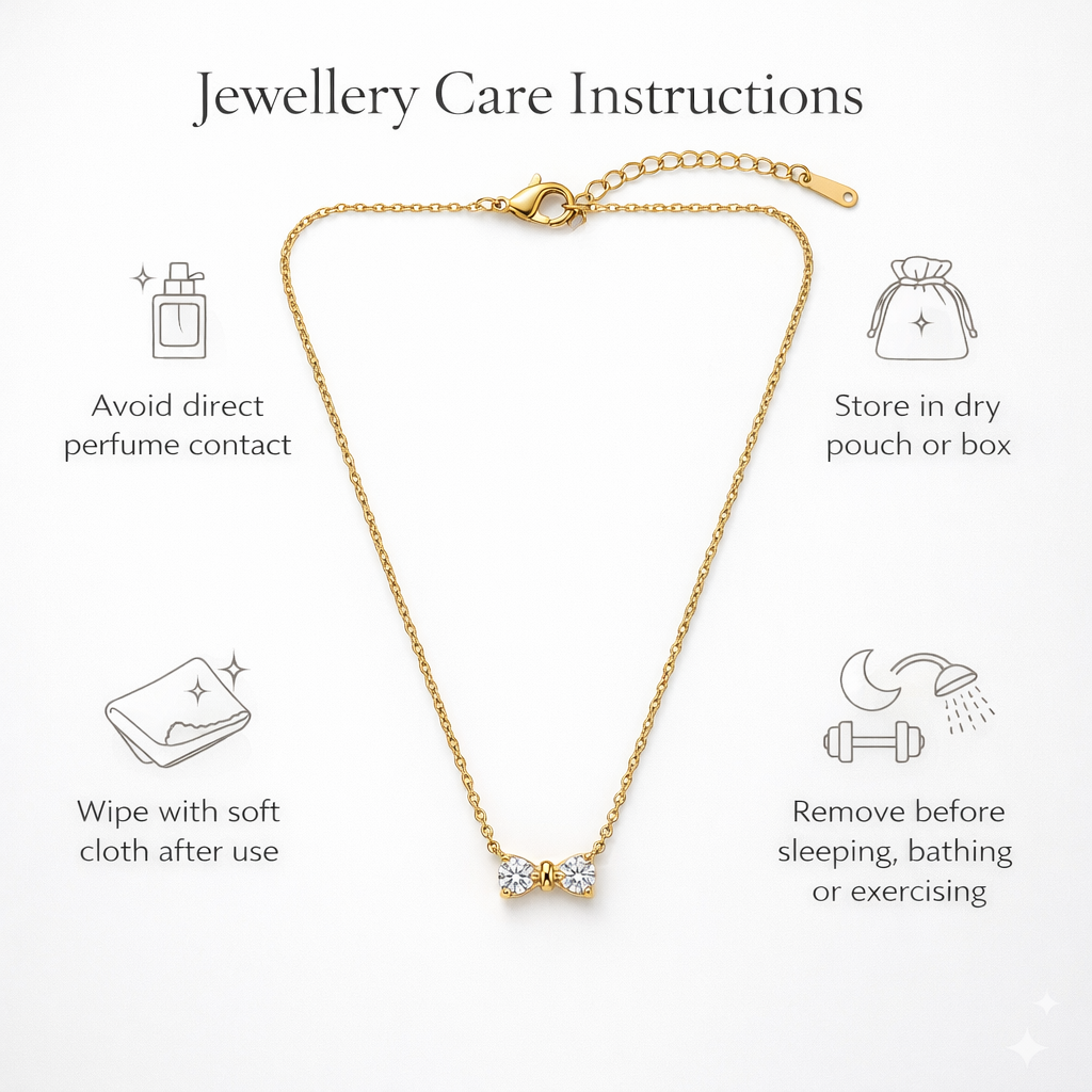 Jewellery care instructions for anti-tarnish necklace