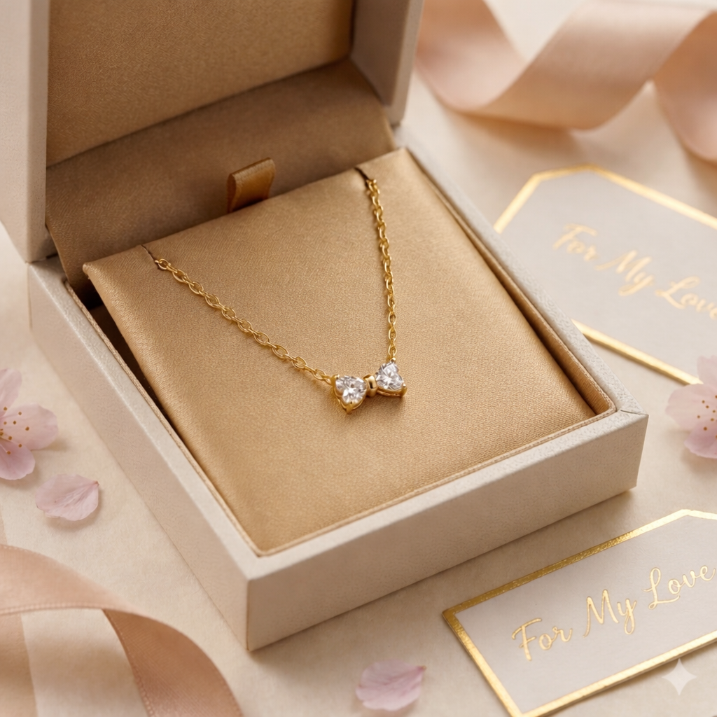 Anti-tarnish minimal bow pendant necklace perfect gift for women