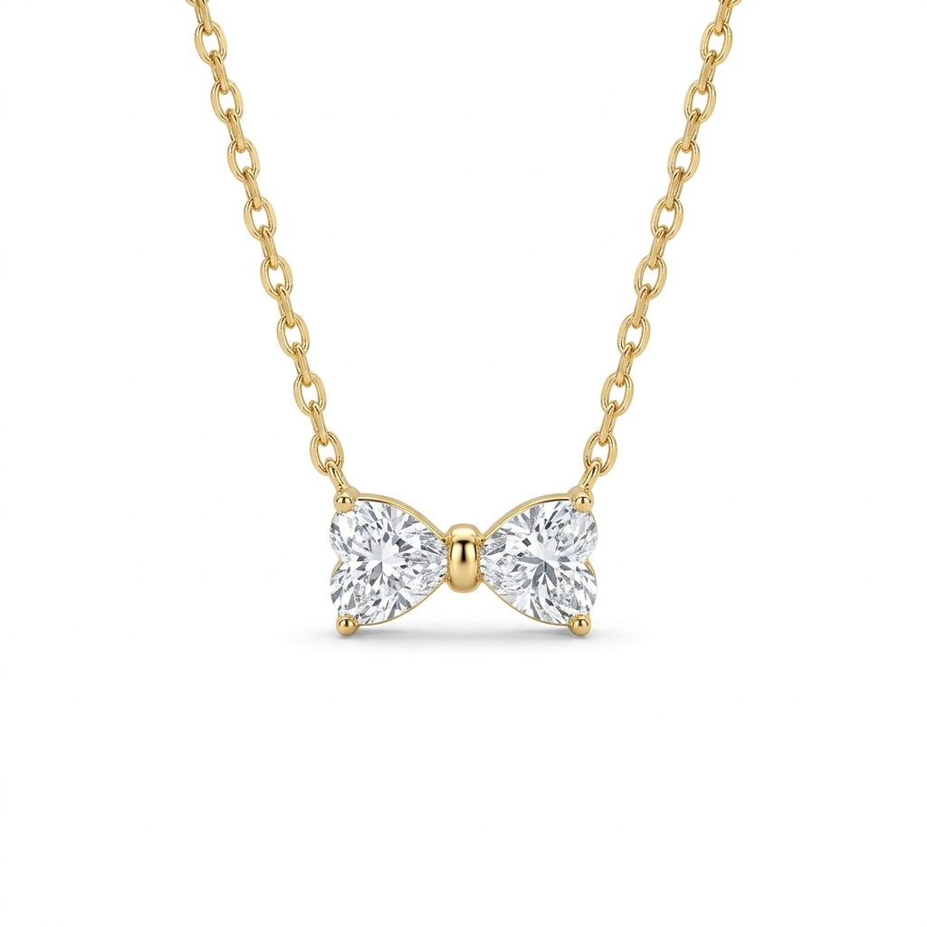 Anti-tarnish minimal bow pendant necklace for girls and women by Cosypick Jewels