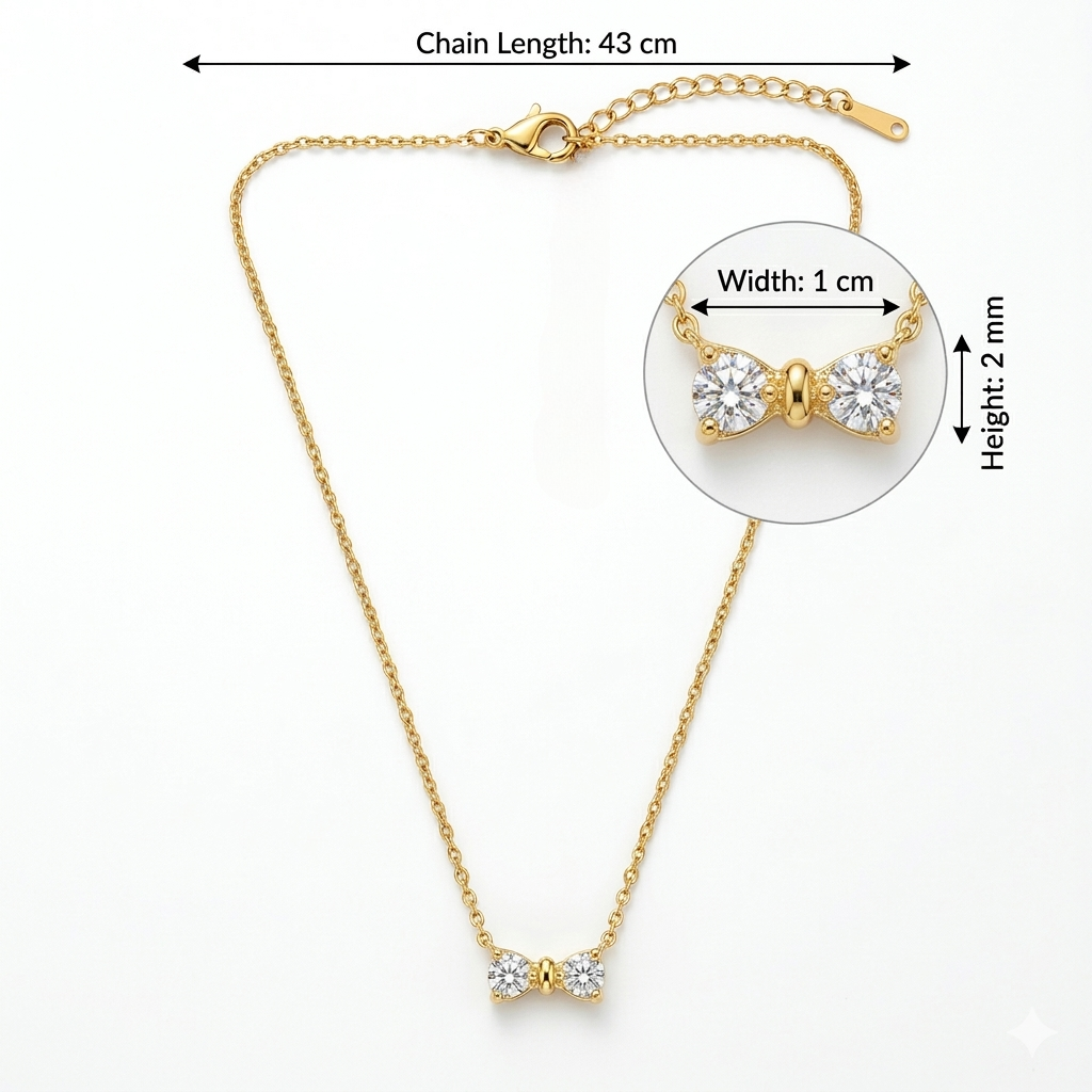Size guide for minimal bow pendant necklace to help choose the right fit