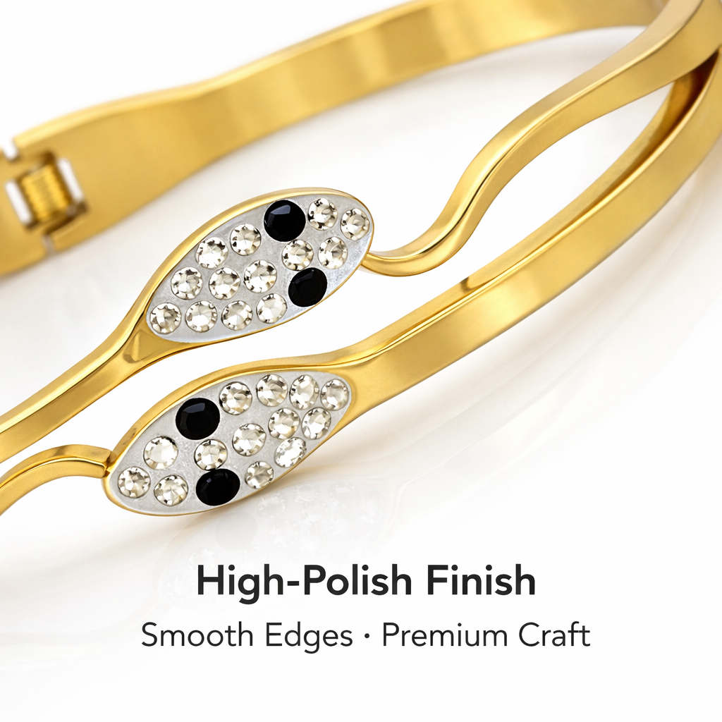 Close-up of anti-tarnish snake bracelet showing finish