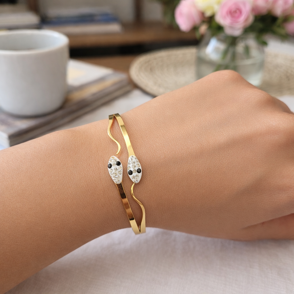 Anti-tarnish snake bracelet worn on wrist for daily wear