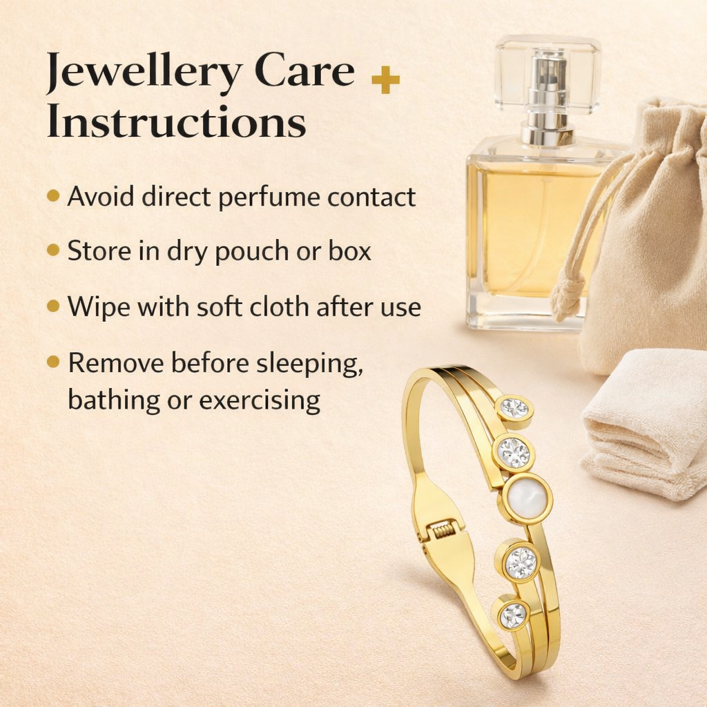 Jewellery care instructions for anti-tarnish bracelet