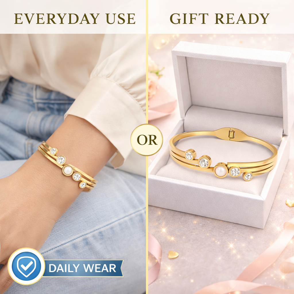 Anti-tarnish stone-studded bracelet perfect gift for women