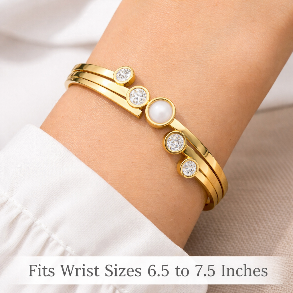 Size guide for stone-studded bracelet to help choose the right fit