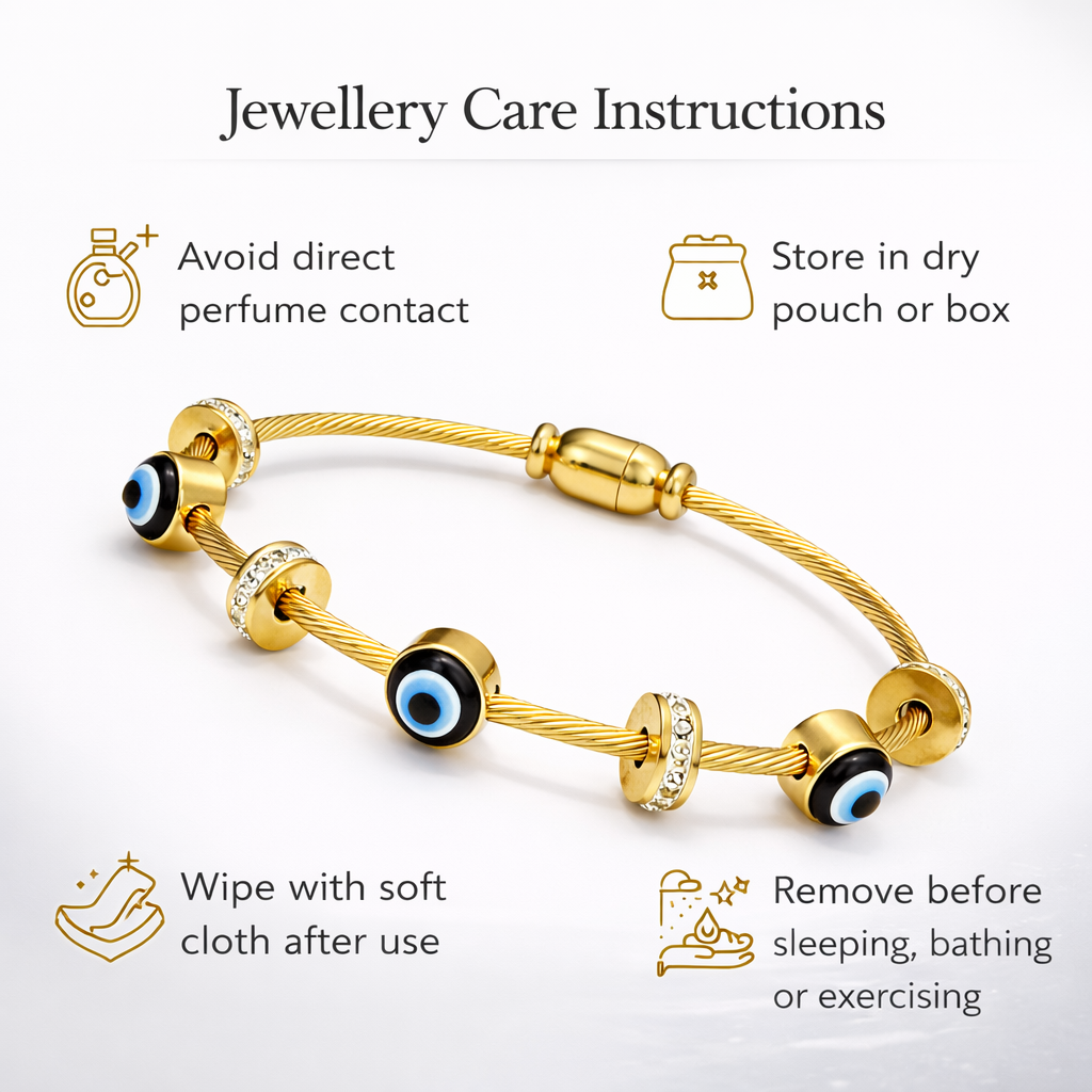 Jewellery care instructions for gold plated bracelet