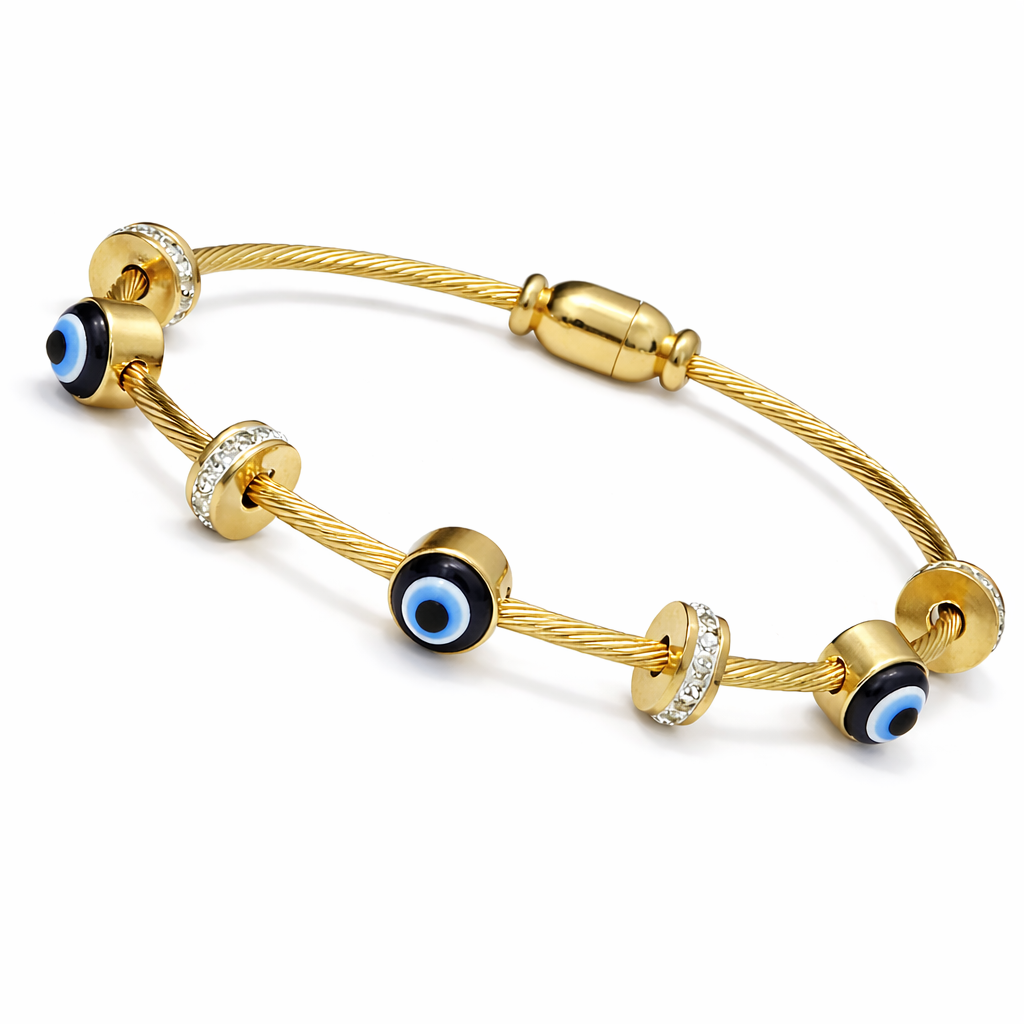 Evil eye charm gold plated bracelet for women