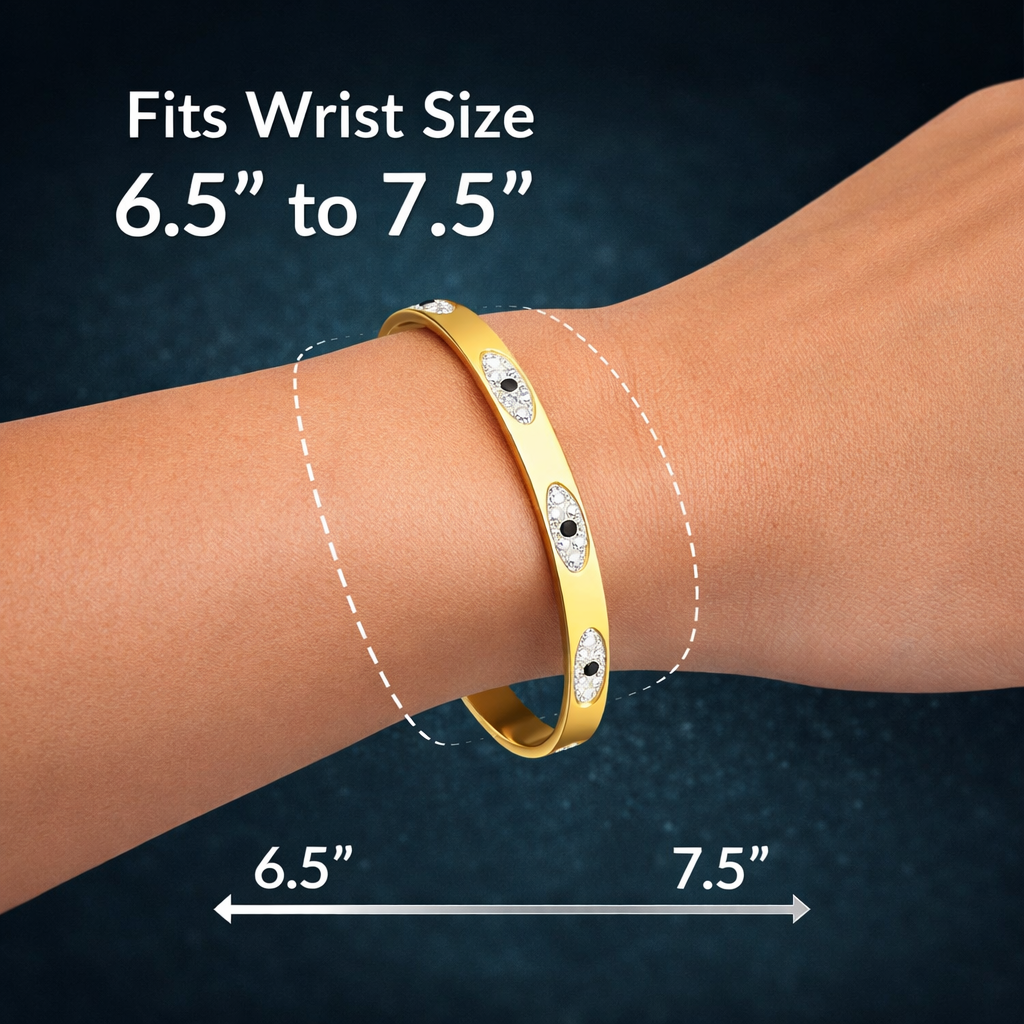 Bracelet size guide showing wrist fit and measurement reference
