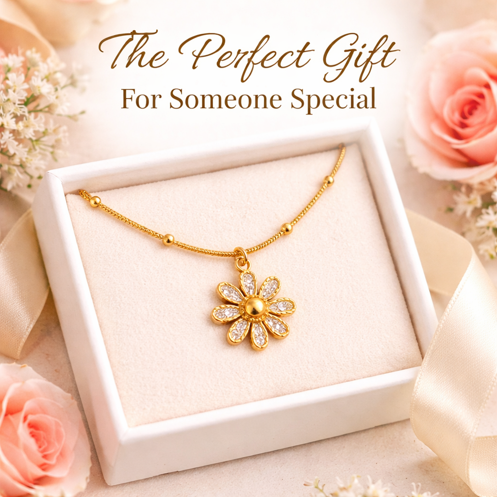 Elegant flower necklace presented as a thoughtful gift option