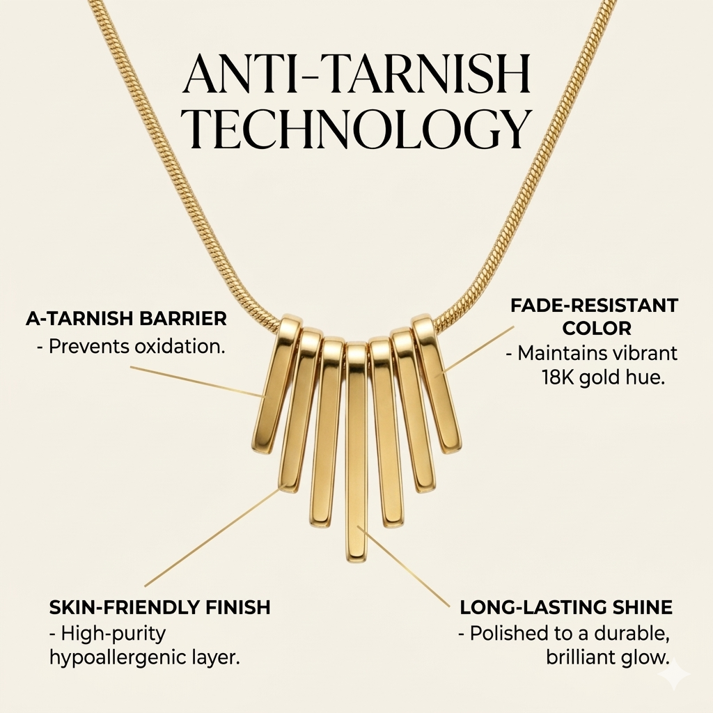 Minimal Gold Plated Bar Pendant Necklace for Women
