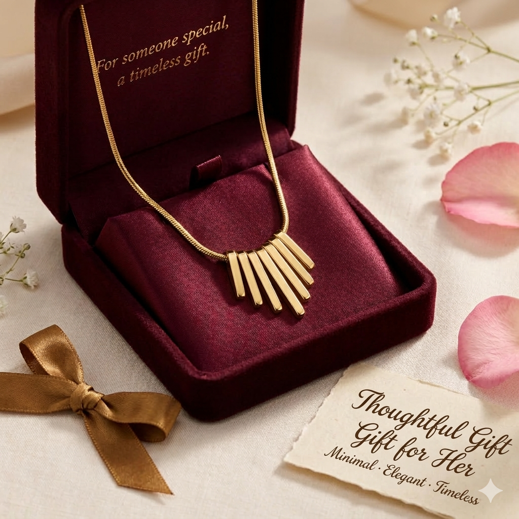 Minimal Gold Plated Bar Pendant Necklace for Women