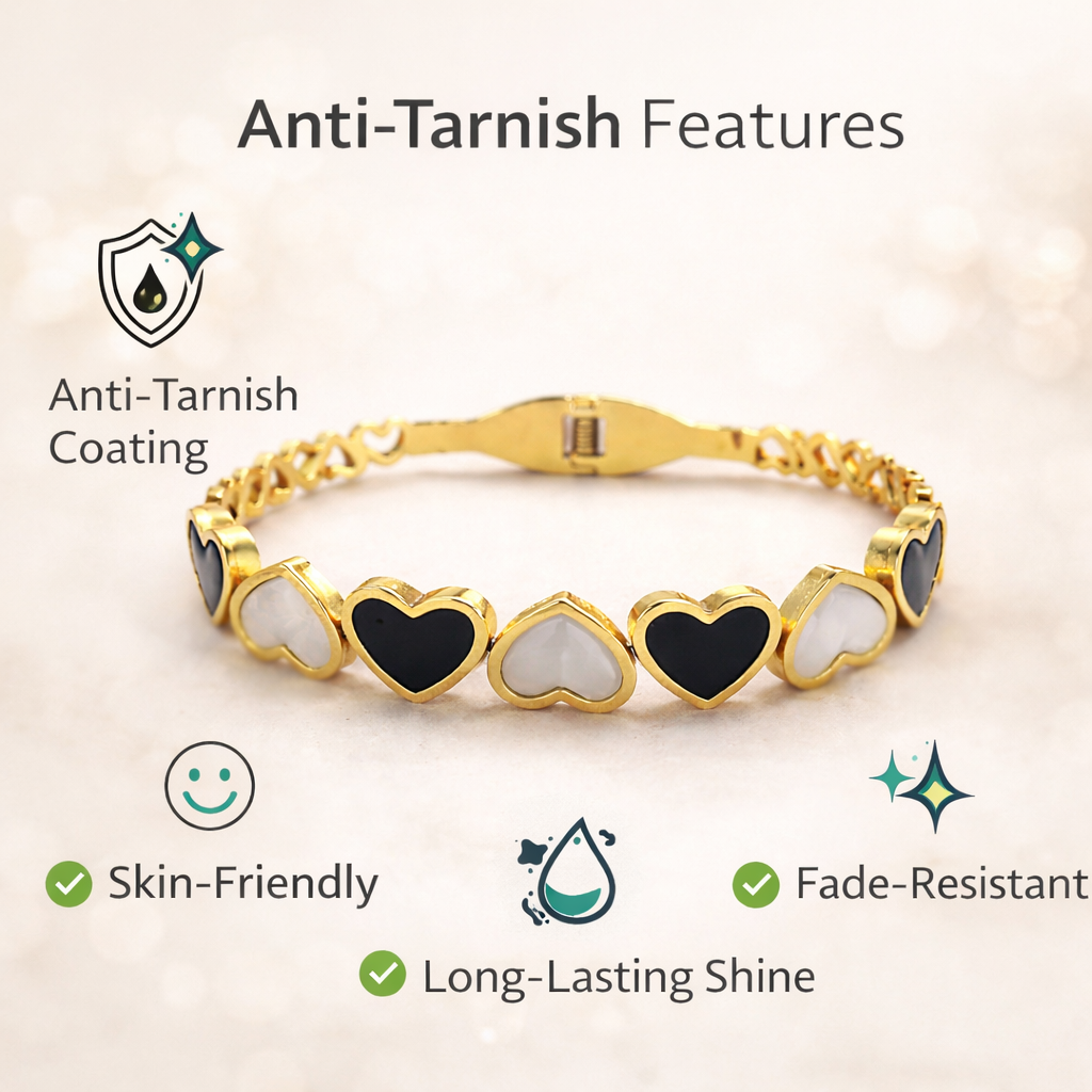 Anti-tarnish gold heart bracelet designed for long-lasting shine and daily wear