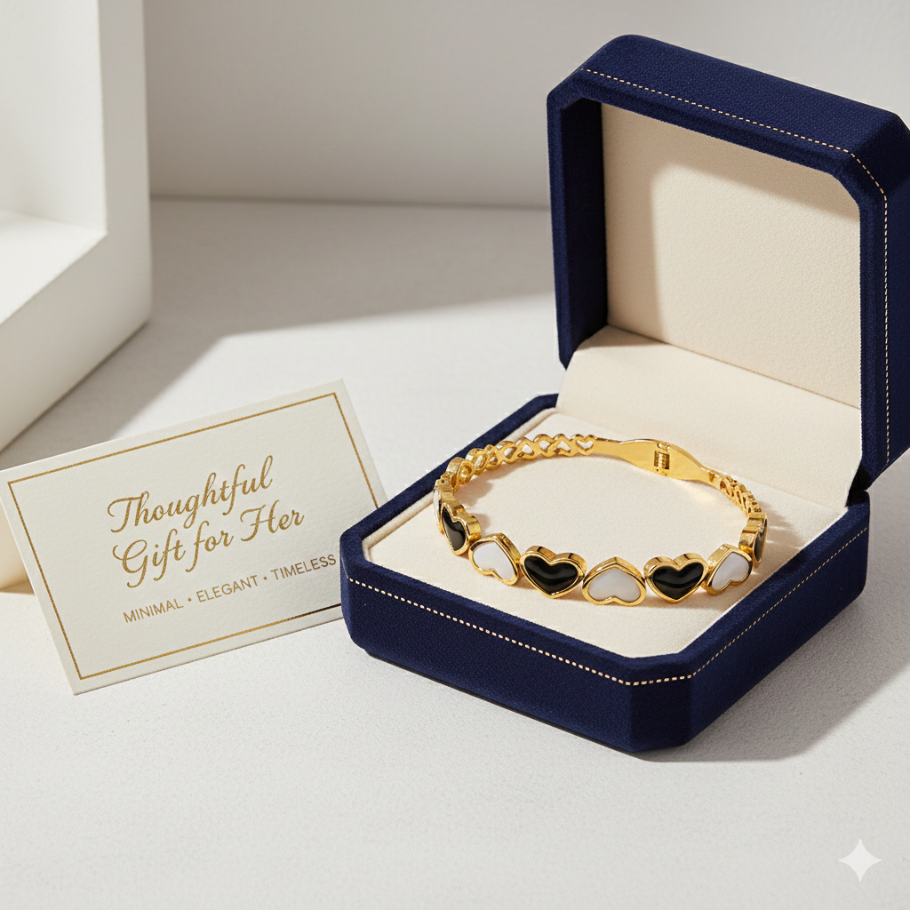 Elegant gold heart bracelet gift for her suitable for special occasions