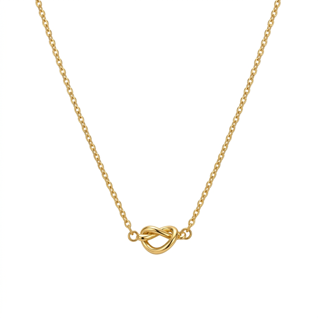 Minimal gold knot necklace with anti-tarnish finish for everyday wear