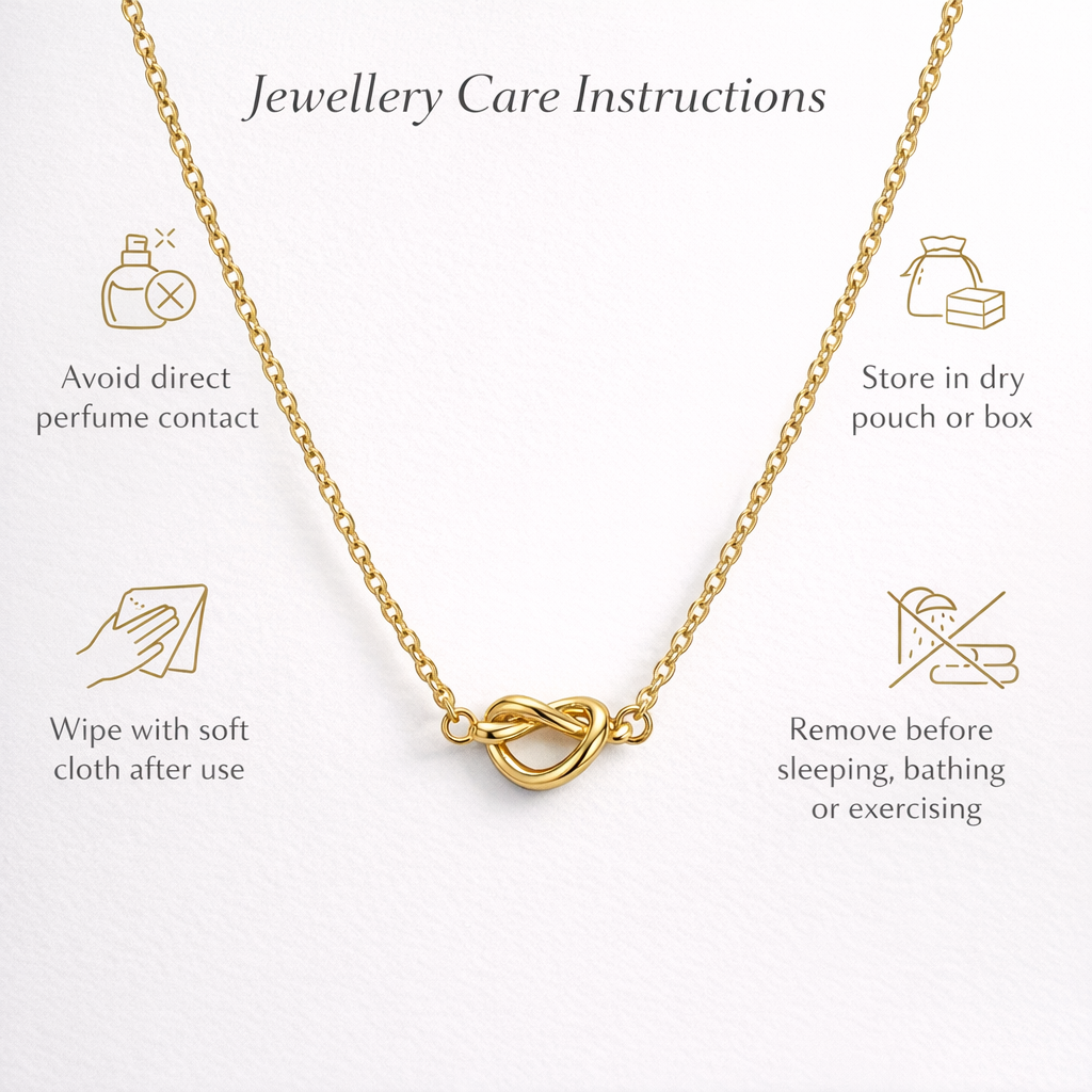 Jewellery care instructions for maintaining anti-tarnish necklace shine