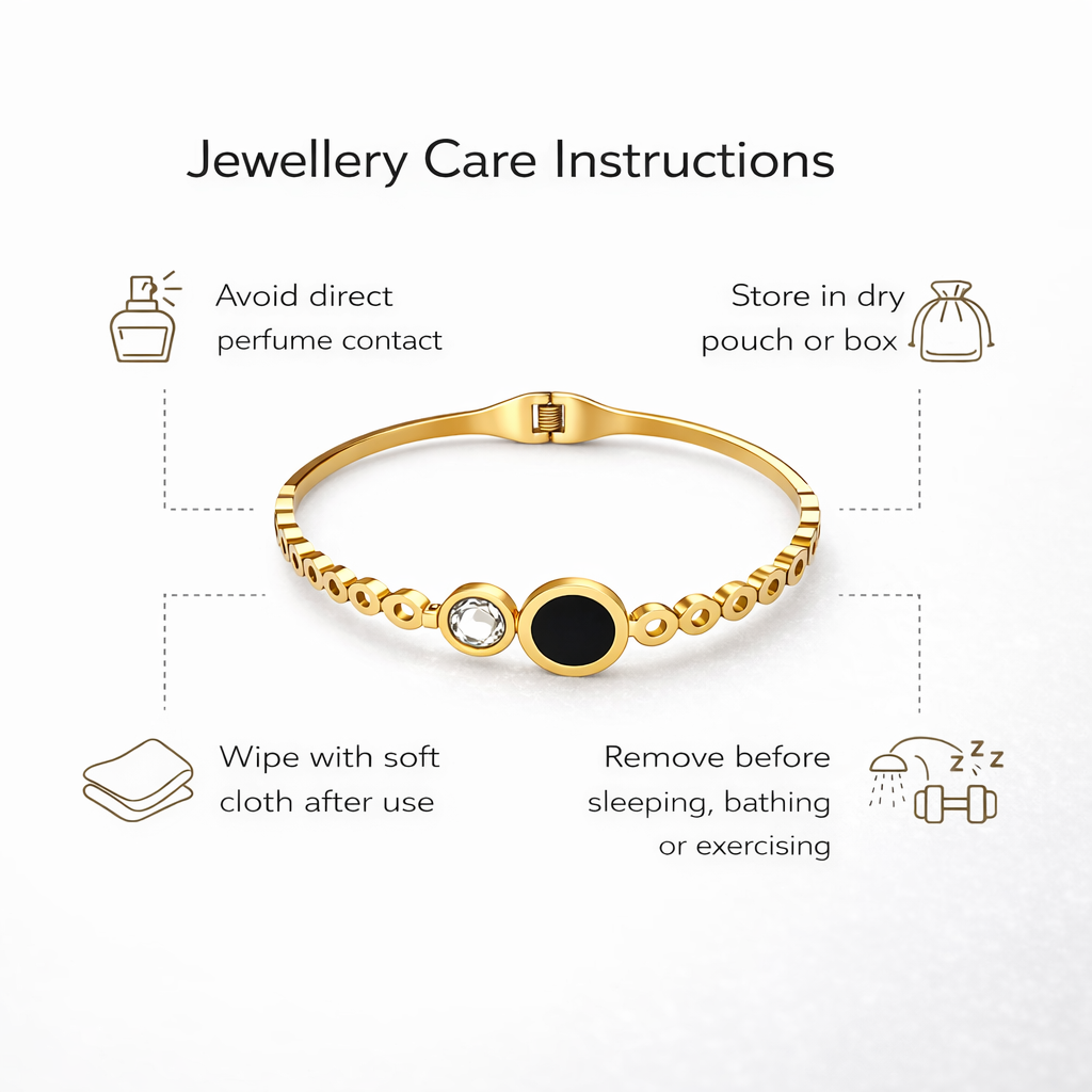 Jewellery care instructions for gold plated bracelet