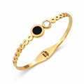 Minimal black stone gold plated bracelet for women