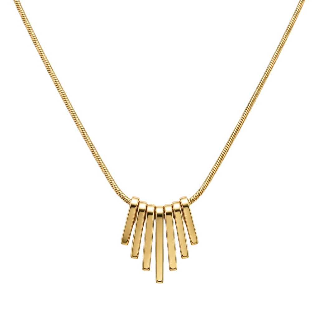 Minimal Gold Plated Bar Pendant Necklace for Women